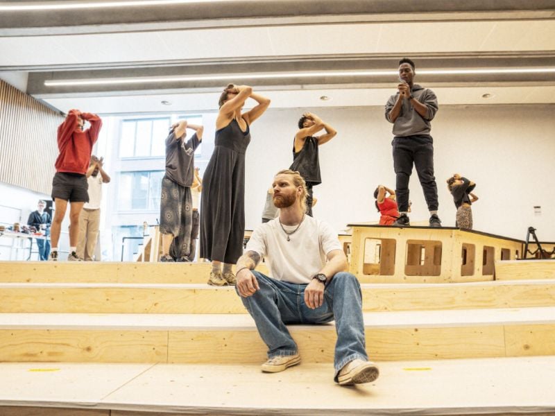 Sam Ryder (Jesus Christ) and the cast in the rehearsal room for Jesus Christ Superstar coming to the London Palladium and Theatre Royal Drury Lane.
