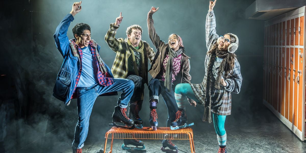 Kimberly Akimbo production image with Robin Simões da Silva, Aviva Tulley, Ronav Jain, Gilli Jones, Alice Fearn.