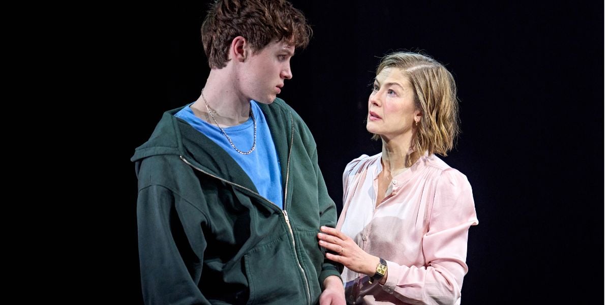 Rosamund Pike ( as Jessica) & Cormac McAlinden (as Harry) in Inter Alia at the Wyndham's Theatre. 