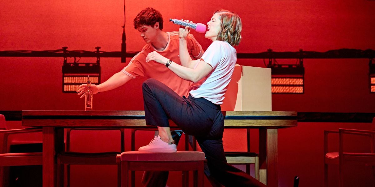 Rosamund Pike ( as Jessica) & Cormac McAlinden (as Harry) in Inter Alia at the Wyndham's Theatre. 