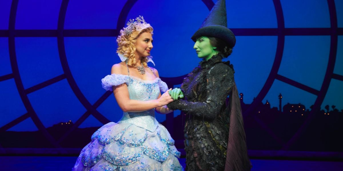 Emma Kingston as Elphaba and Zizi Strallen as Glinda in Wicked London.