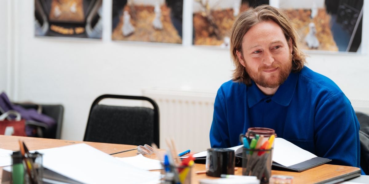 Harry Bradley in rehearsal for 1536.