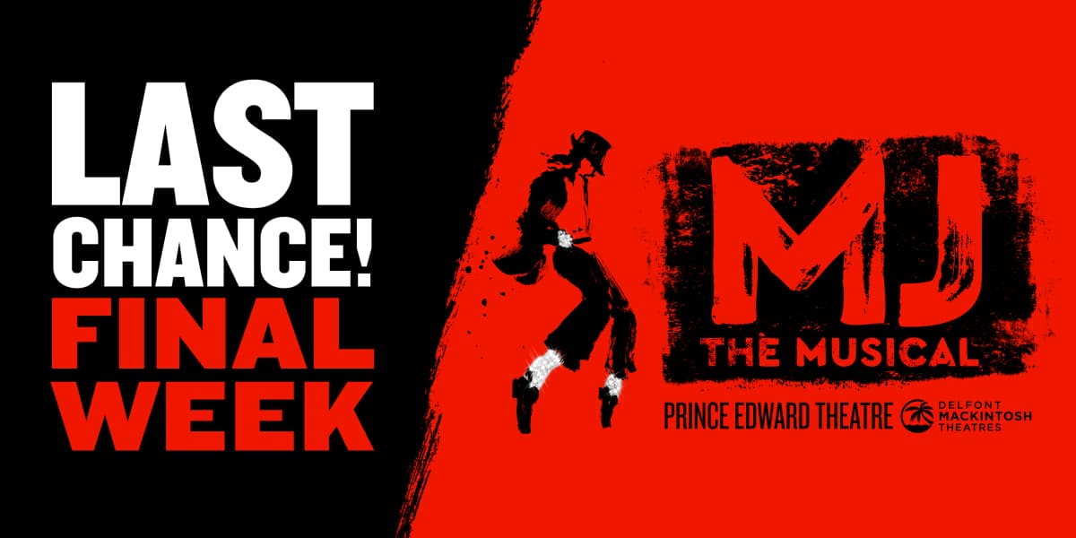 MJ the Musical London black and red artwork