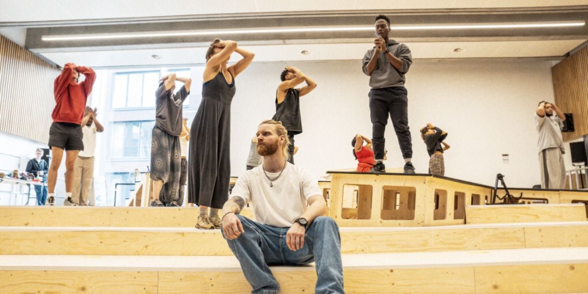 Sam Ryder (Jesus Christ) and the cast in the rehearsal room for Jesus Christ Superstar coming to the London Palladium and Theatre Royal Drury Lane.