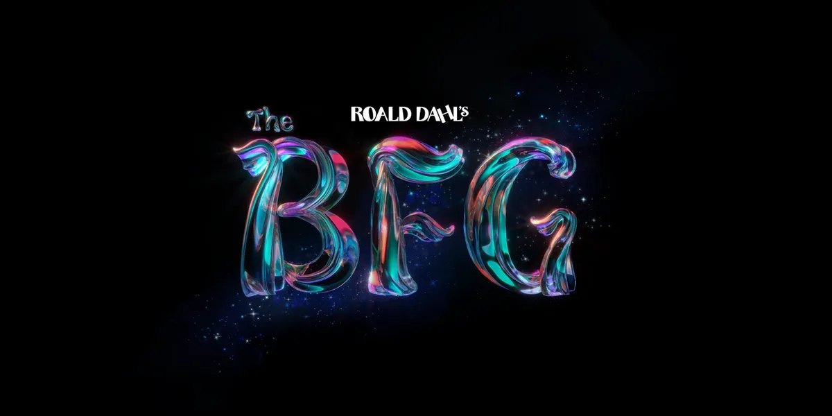 Black artwork with swirly text overlayed reading 'Roald Dahl's The BFG'