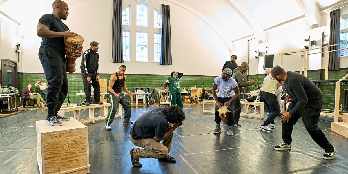 The cast of One Flew Over the Cuckoo's Nest at the Old Vic, in the rehearsal room.